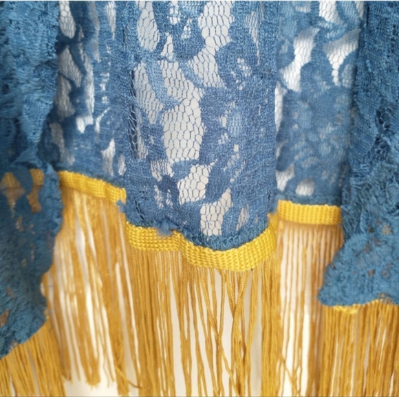 LuLaRoe Monroe Blue Lace Open Front Cardigan, size Large - Picture 3 of 6